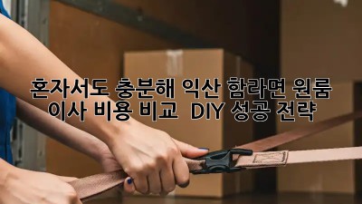 혼자서도 충분해! 익산 함라면 원룸 이사 비용 비교 & DIY 성공 전략